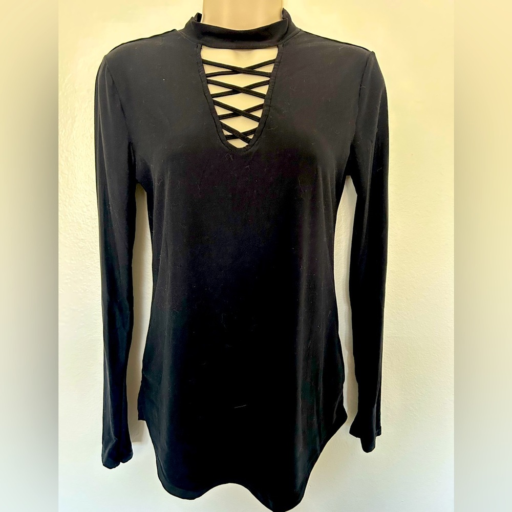 Long Sleeve Shirt with Criss-Cross Design